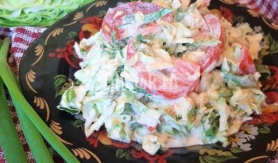 Салат из молодой капусты с помидорами и сыром вкусный рецепт с фото пошагово и видео