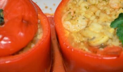Перец, фаршированный булгуром, грибами и креветками вкусный рецепт с фото пошагово и видео