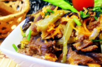 Горячий охотничий салат с говядиной и грибами вкусный рецепт с фото пошагово и видео