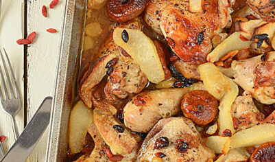 Курица, запеченная с фруктами вкусный рецепт с фото пошагово и видео