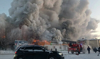 МЧС: пожар охватил здание магазина на 500 квадратных метрах в Уренгое