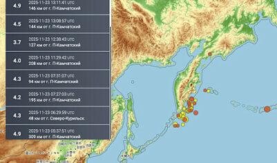 КФ ФИЦ ЕГС РАН: на Камчатке произошло землетрясение магнитудой 5,4